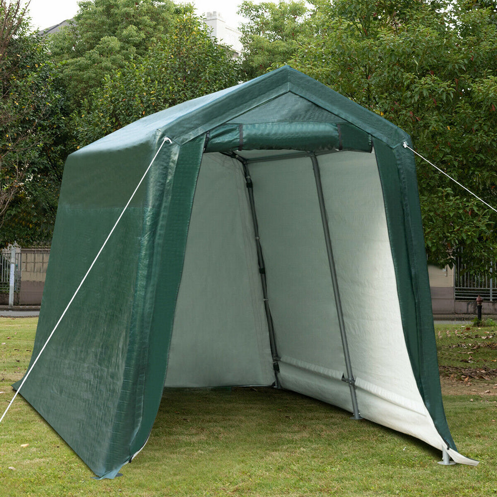 Outdoor Carport Shed with Sidewalls and Waterproof Ripstop Cover-7 x 12 ft - Gallery View 1 of 8