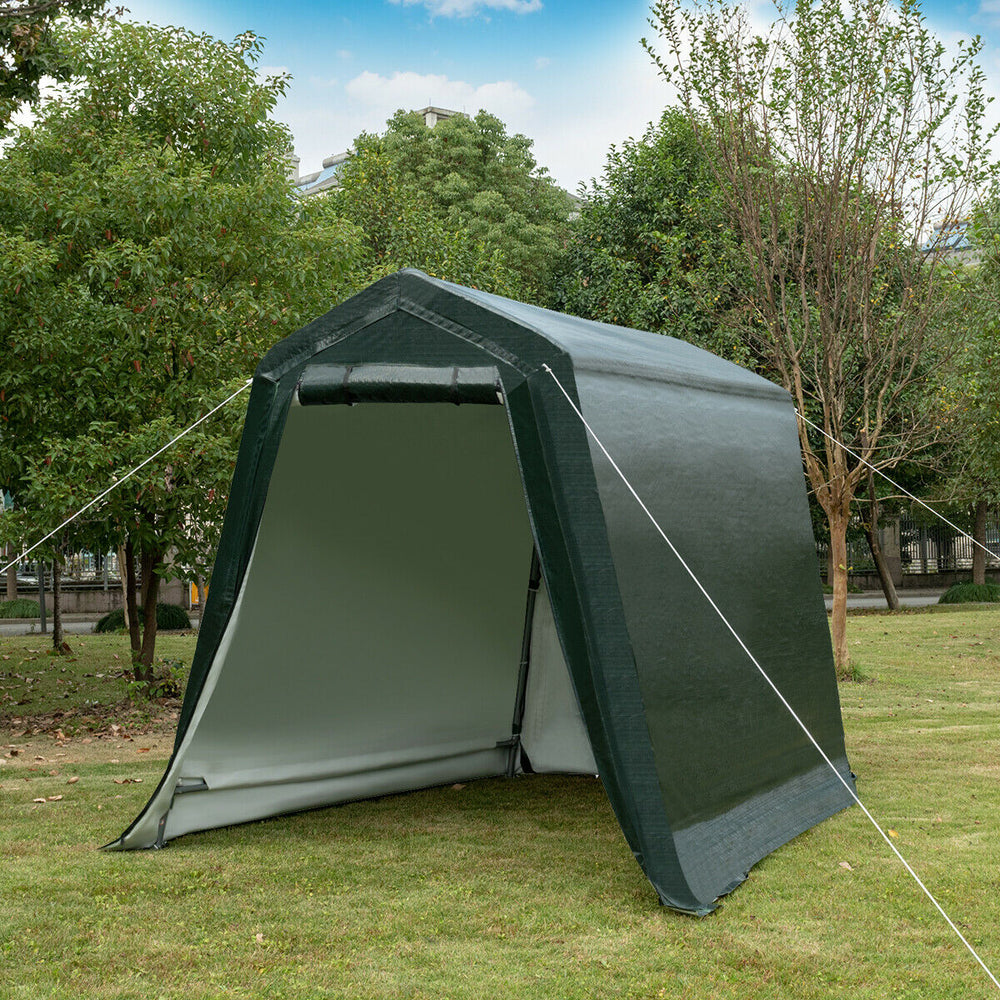 Outdoor Carport Shed with Sidewalls and Waterproof Ripstop Cover-6 x 8 ft - Gallery View 1 of 10