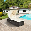 Chaise Cushioned Top Canopy Patio Rattan Lounge Chair with Tea Table - Gallery View 1 of 12