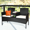 Wicker Patio Conversation Furniture Set with Removable Cushions and Table-White - Gallery View 1 of 12