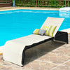 Patio Rattan Lounge Chair Back Adjustable Chaise Recliner  with Cushioned-White - Gallery View 1 of 12