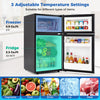 Mini fridge with freezer, 3.2 cu.ft, adjustable thermostat, and removable shelves for dorms and small spaces.