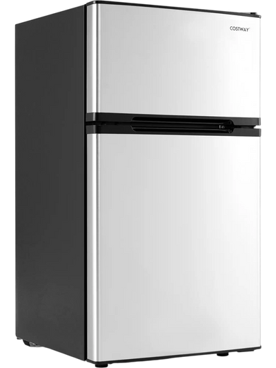 Costway 3.2 Cu.Ft Mini Fridge w/ Freezer Double Door Small Refrigerator Adjustable Thermostat 22465761 New