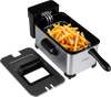 Electric deep fryer with 3.2-qt capacity, 1700W power, and LED touch screen, ideal for making crispy fries.