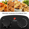 Close-up of the adjustable temperature and timer knobs on the 3.2 Quart Electric Stainless Steel Deep Fryer.