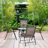 Set of 4 patio folding chairs with breathable fabric and heavy-duty steel frame, perfect for outdoor gatherings.