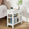 3-Tier Nightstand Bedside Table Sofa Side with Double Shelves Drawer-White - Gallery View 1 of 11