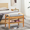 Bamboo shoe rack bench with storage shelf, ergonomic design, suitable for entryway or bedroom, holds up to 330 lbs.
