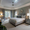 Stylish 3-piece lamp set featuring 2 table lamps and 1 floor lamp with white fabric shades, perfect for bedroom decor.