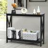 2-Tier Console X-Design Sofa Side Accent Table-Black - Gallery View 1 of 11
