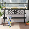 Heavy-duty 50-inch metal garden bench with modern backrest, perfect for outdoor spaces like patios and balconies.