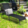 Adjustable Patio Chaise Folding Lounge Chair with Backrest-Black - Gallery View 1 of 12