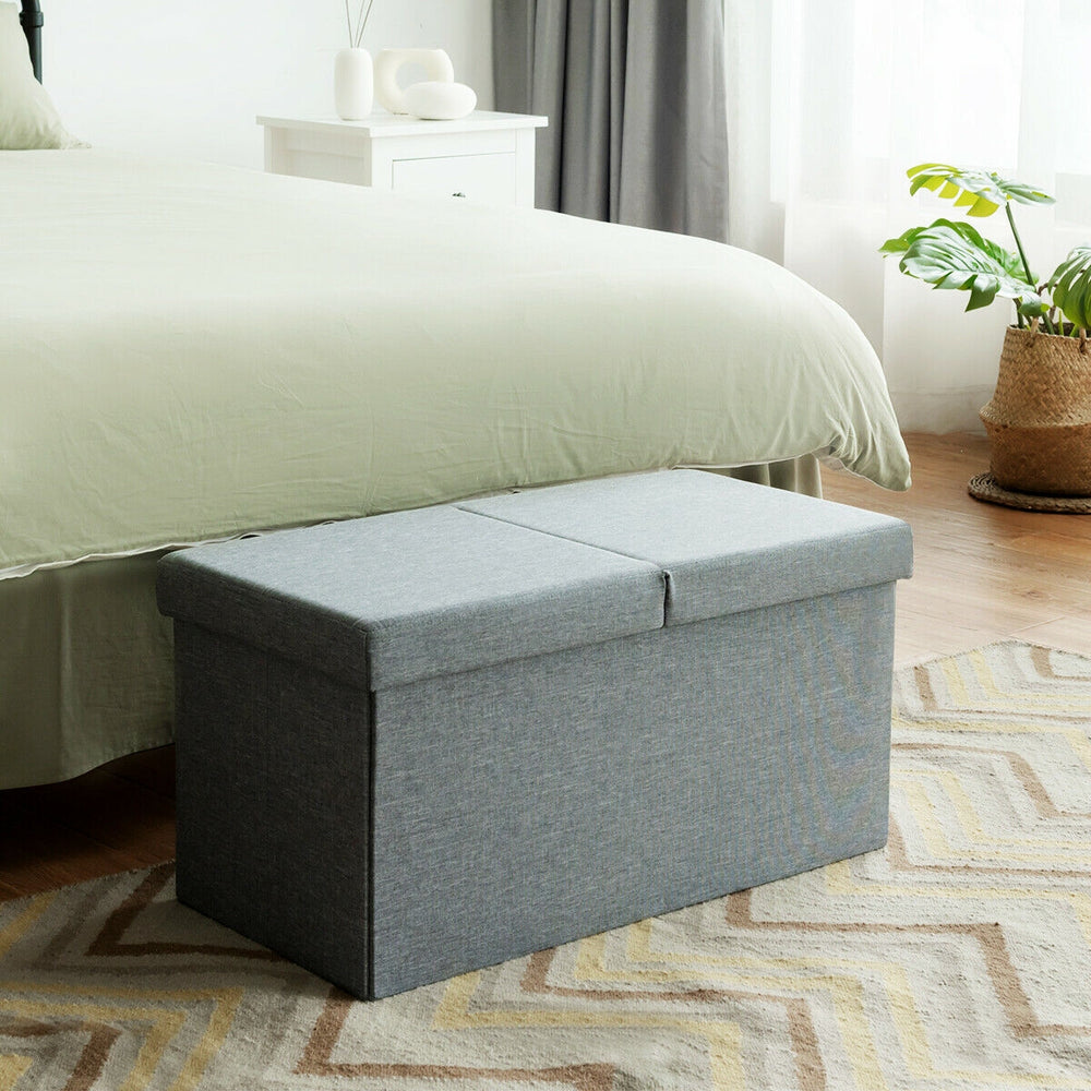 30 Inch Folding Storage Ottoman with Lift Top-Light Gray - Gallery View 1 of 12