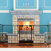 5-panel adjustable black fireplace fence made of heavy-duty steel, ideal as a safety barrier for pets or toddlers.