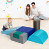 Colorful 6-piece indoor play set for toddlers, designed for crawling and climbing, featuring soft, safe materials.