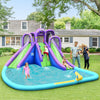 Inflatable water park with octopus design, featuring a large pool, slide, and water cannon for backyard summer fun.