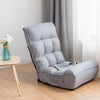 Gray 4-position adjustable floor chair with ergonomic design, perfect for gaming, reading, or watching TV.