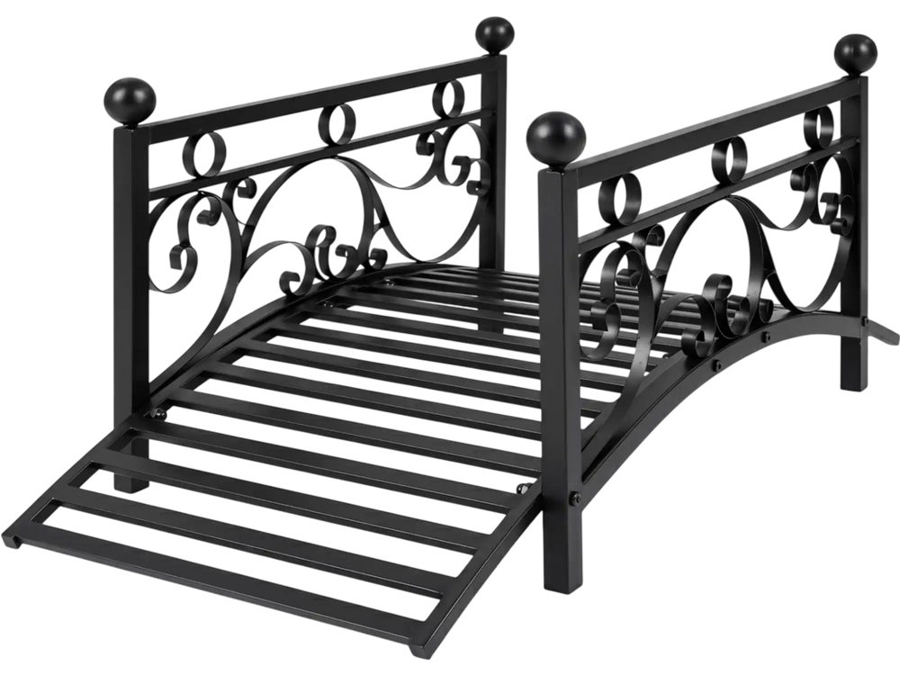 3.3 ft Garden Metal Bridge with Dual Patterned Side Rails