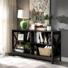 Wooden TV Stand Entertainment for TVs up to 55 Inch with X-Shaped Frame-Brown - Gallery View 1 of 10