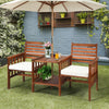 3 pcs Outdoor Patio Table Chairs Set Acacia Wood Loveseat-White - Gallery View 1 of 12