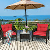 3 Pcs Outdoor Patio Rattan Conversation Set with Seat Cushions-Red - Gallery View 1 of 12