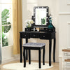 Vanity Dressing Table Set with 10 Dimmable Bulbs and Cushioned Stool-Black - Gallery View 1 of 11
