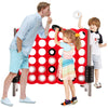 Jumbo 4 to Score game set with kids playing, featuring 42 rings in red, perfect for outdoor parties and skill.