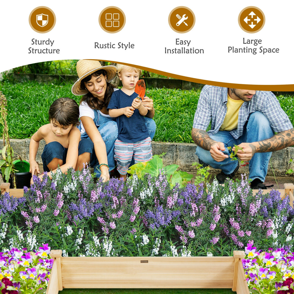 U-shaped wooden garden raised bed made of durable fir wood, showcasing its rustic style and ample space for planting.