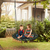 40-inch flying saucer tree swing with adjustable ropes, featuring kids playing together in a backyard setting.