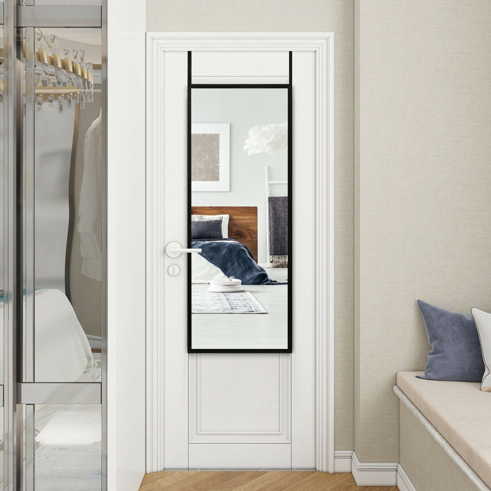 Full Length Metal Door Mirror with Adjustable Hook-Black - Gallery View 1 of 11