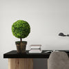 Artificial boxwood topiary ball tree in a cement pot, perfect for indoor office decoration with natural look and easy.