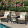 Cushioned patio rattan chairs with a storage table, featuring durable PE rattan and a stylish design for outdoor.