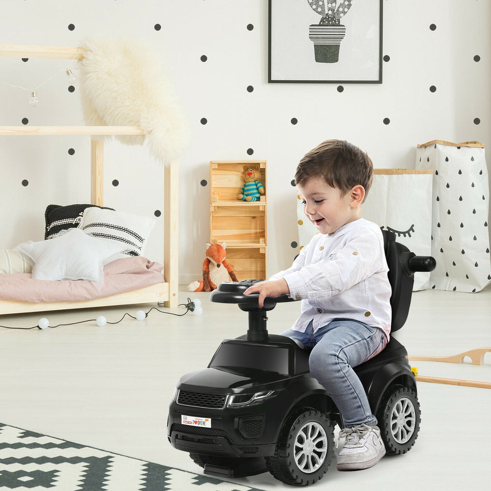 3 in 1 Ride on Push Car Toddler Stroller Sliding Car with Music-Black - Gallery View 1 of 12