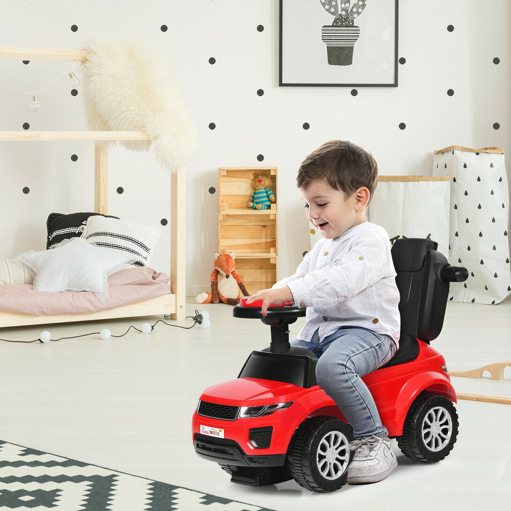 3 In 1 Ride on Push Car Toddler Stroller Sliding Car with Music-Red - Gallery View 1 of 12