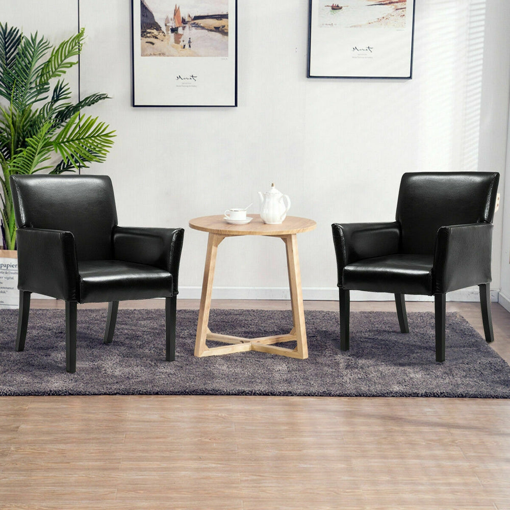Modern PU leather executive arm chairs with sturdy wood legs and a stylish design, perfect for office or home use.