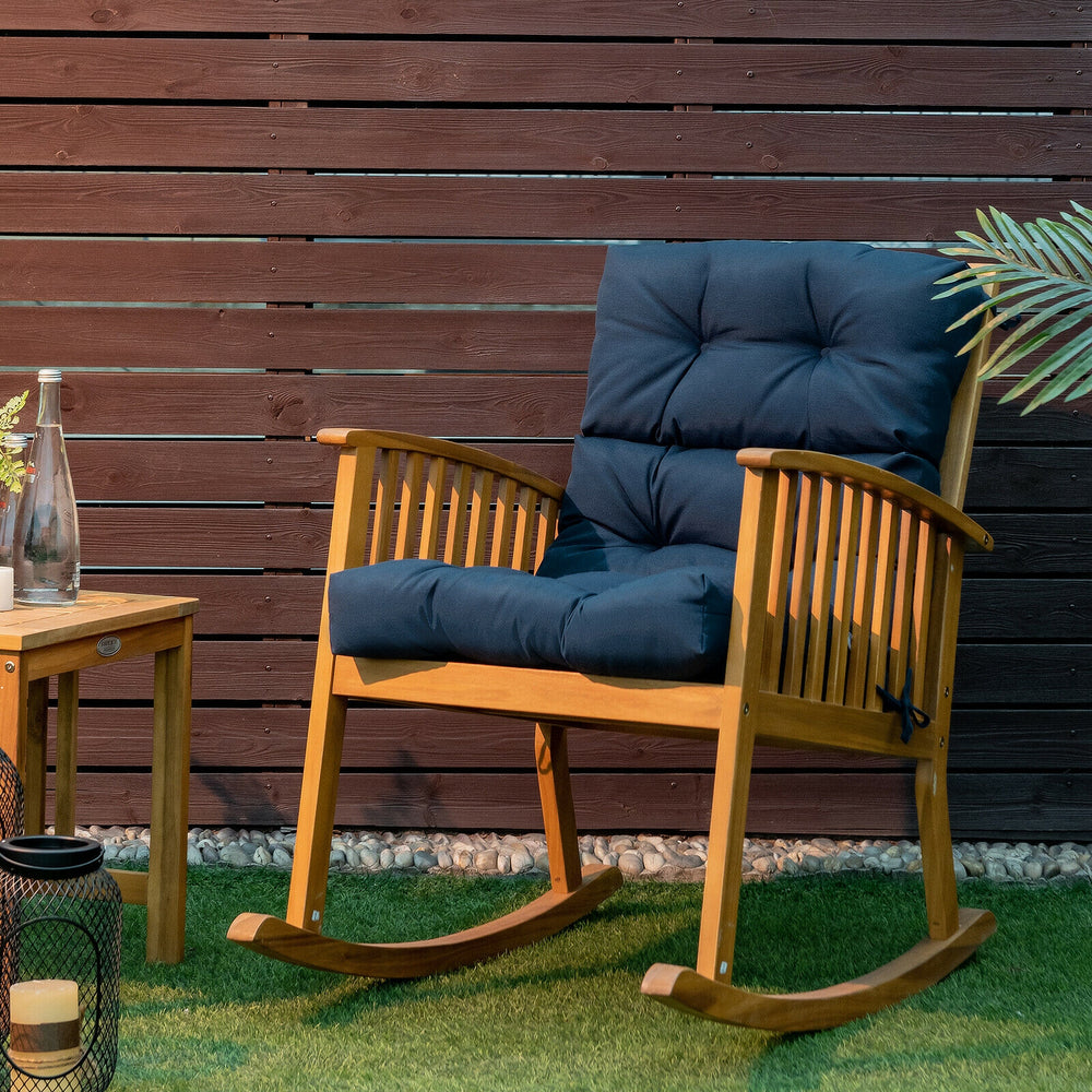 22 x 44 Inch Tufted Outdoor Patio Chair Seating Pad-Blue - Gallery View 1 of 12