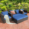 5 Pieces Patio Cushioned Rattan Furniture Set-Navy - Gallery View 1 of 12