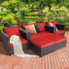 5 Pieces Patio Cushioned Rattan Furniture Set-Red - Gallery View 1 of 12