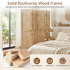 4-panel wooden room divider with palm leaf design, lightweight paulownia frame, perfect for creating privacy in any space.