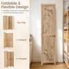 4-panel wooden room divider with palm leaf design, featuring a lightweight paulownia frame for versatile privacy solutions.