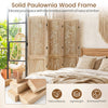 6-panel wooden room divider with palm leaf design, lightweight paulownia frame, perfect for creating privacy in any space.