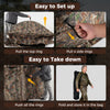 3-4 person hunting blind with camouflage pattern, showcasing easy setup and takedown features for stealthy hunting.