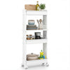 4-tier rolling utility cart with detachable trays, smooth wheels, and a modern design for efficient storage in any room.