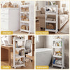 4-tier rolling utility cart with detachable trays, smooth wheels, ideal for kitchen, living room, bathroom, and study.