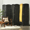 6.5Ft 6-Panel Weave Folding Fiber Room Divider Screen-Black - Gallery View 1 of 12