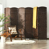 6.5Ft 6-Panel Weave Folding Fiber Room Divider Screen-Brown - Gallery View 1 of 12