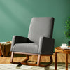 Rocking High Back Upholstered Lounge Armchair with Side Pocket-Gray - Gallery View 1 of 12