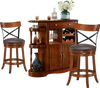 Set of 2 swivel bar stools with rubber wood legs and cushioned seats, perfect for kitchens or bars.