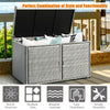 Rattan storage container box with 88-gallon capacity, weather-resistant design, ideal for patio and garden organization.