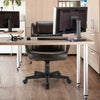 Adjustable leather executive office chair with armrests, ergonomic back, and smooth-rolling casters for home office use.